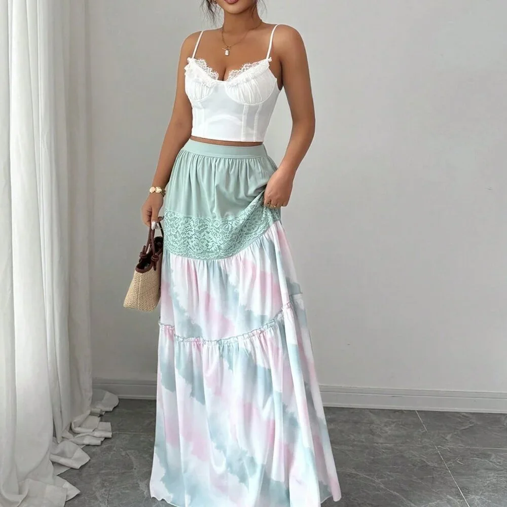 Multicolor Casual Women's Bohemian Holiday Skirt